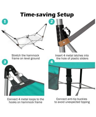 Folding Hammock Indoor & Outdoor Hammock with Side Pocket & Iron Stand