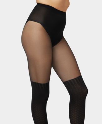 Women's Faux Textured Knee Sock Tights U24620