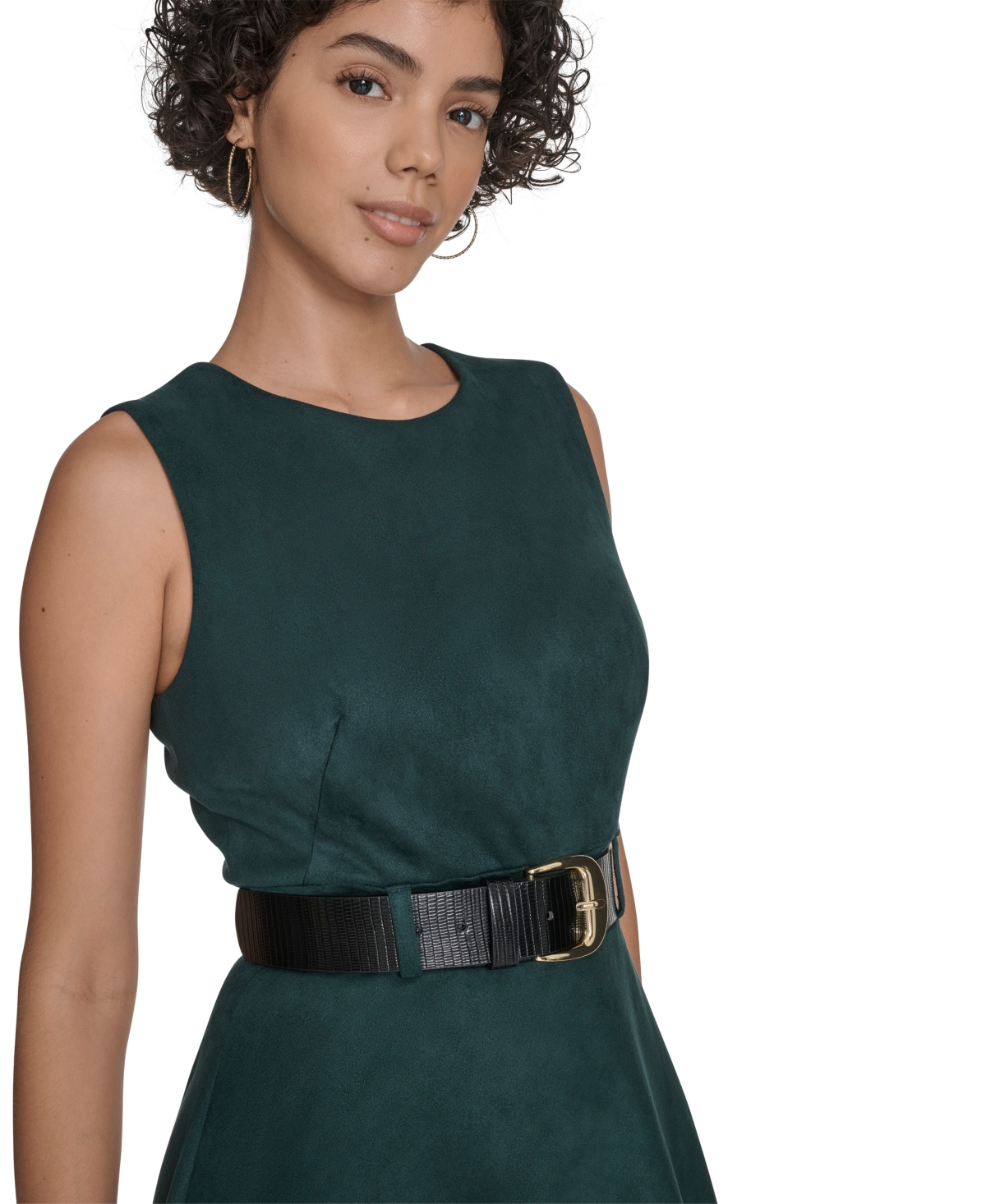 Calvin Klein Plus Size Belted Scuba Dress In Green