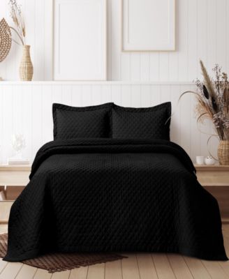 Brisbane Microfiber Solid Oversized Quilt Set, Queen