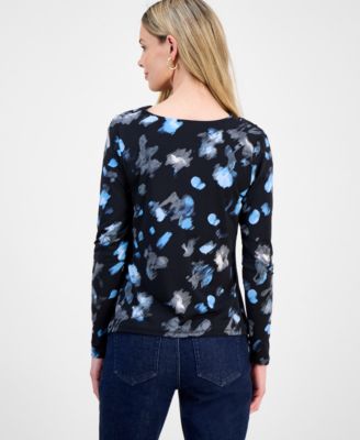 Petite Printed Cowlneck Top, Macy's Exclusive