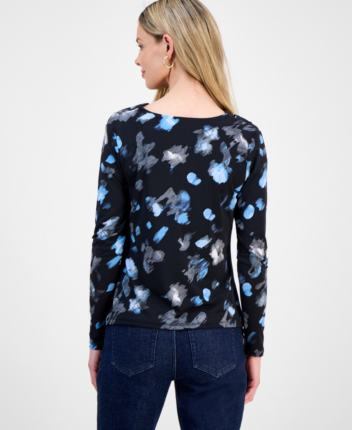 I.n.c. International Concepts Petite Printed Cowlneck Top, Macy's Exclusive