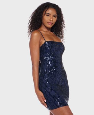 Juniors' Sequined Chiffon-Tie Bodycon Dress