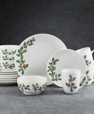 Holly Cheer 16 Pc. Dinnerware Set, Service for 4