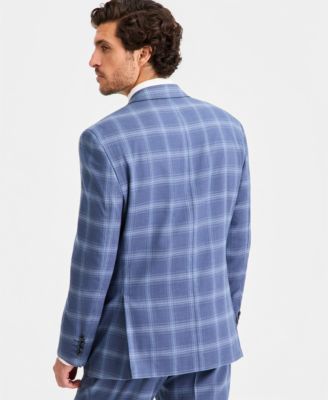 Men's Classic-Fit Navy Plaid Suit Separates Jacket 