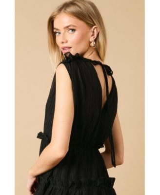 Women's Tiered Detail V-Neck Mini Dress