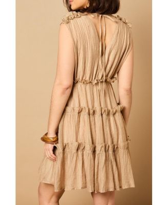 Women's Tiered Detail V-Neck Mini Dress