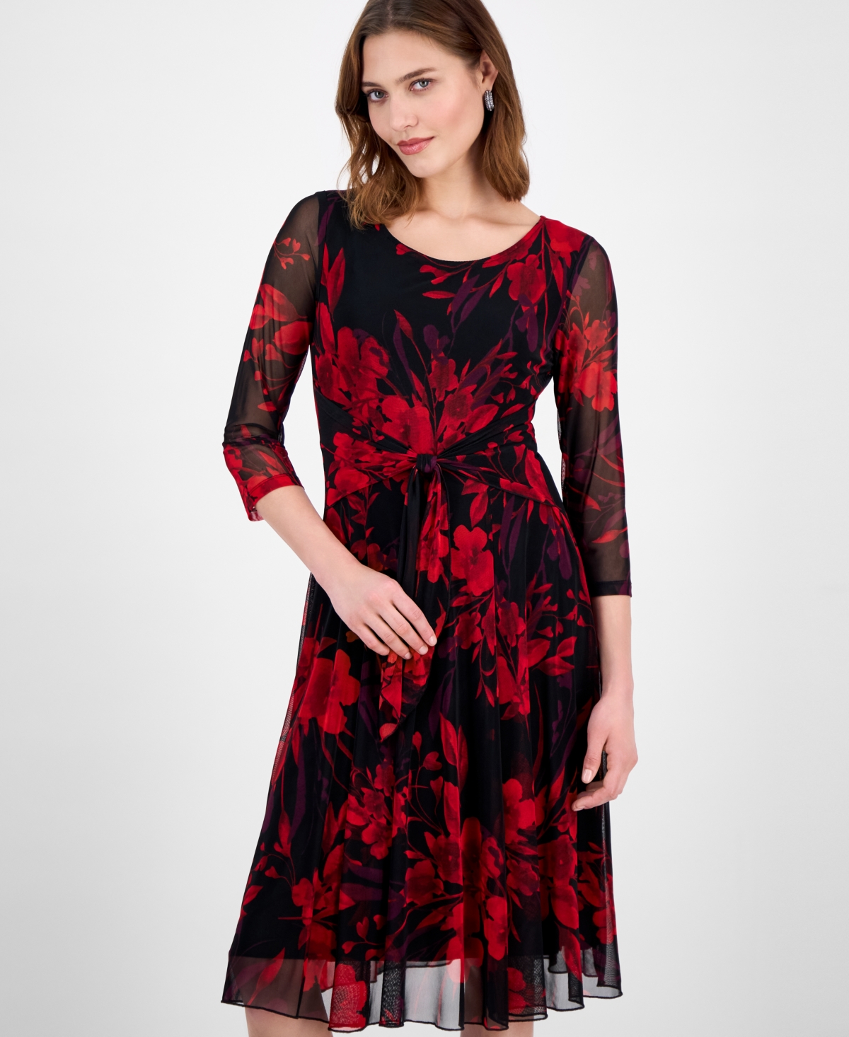 Connected Women's Printed Mesh A-Line Dress