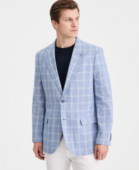 Мужские куртки Nautica Men's Cotton & Linen Printed Modern-Fit Sport Coat