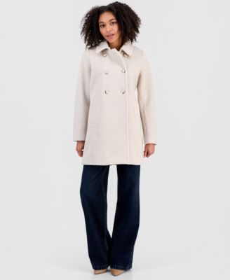 Juniors' Boucl&eacute; Double-Breasted Jacket