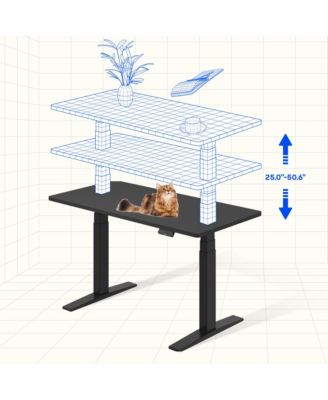 E7-COMMERCIAL Electric Adjustable Standing Desk, Rectangular Chipboard, Black