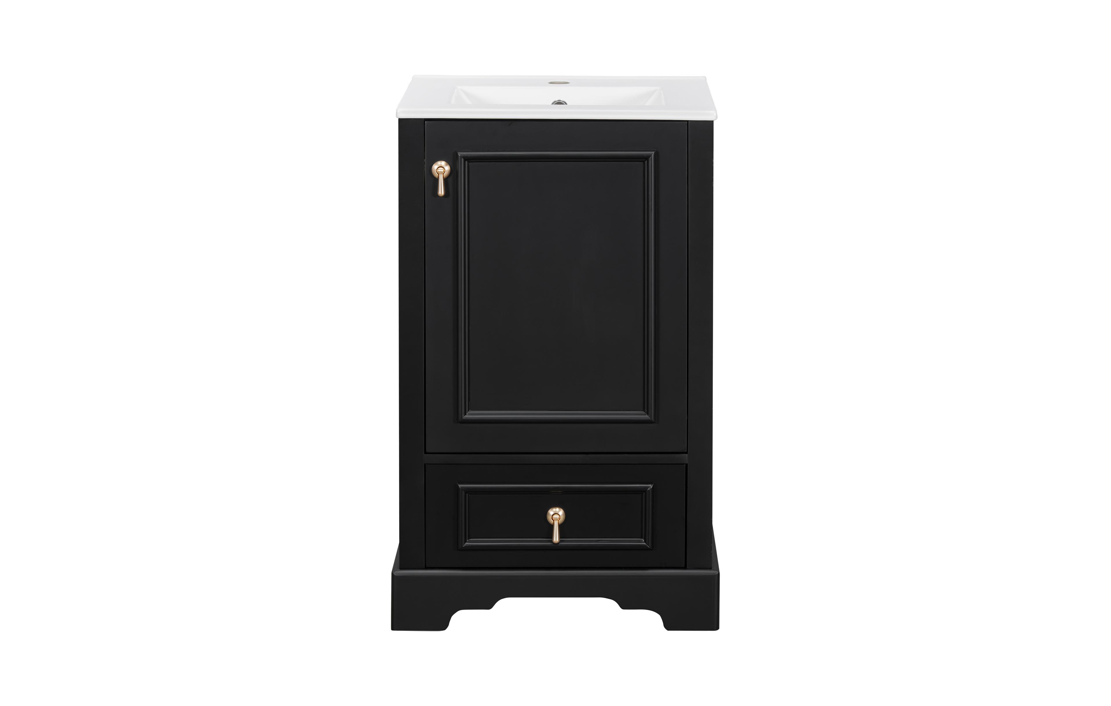 Casainc 20; Bathroom Vanity with Ceramic Sink, Soft-Close Door, U-Shaped Shelf, Drawer and Storage Rack