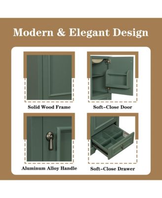 20" Solid Wood And MDF Soft-Close Door, U-Shaped Shelf, Drawer and Storage Rack Bathroom Vanity with Ceramic Sink