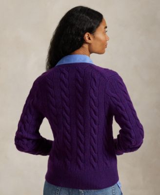 Women's Cable-Knit Wool-Cashmere Cardigan Sweater