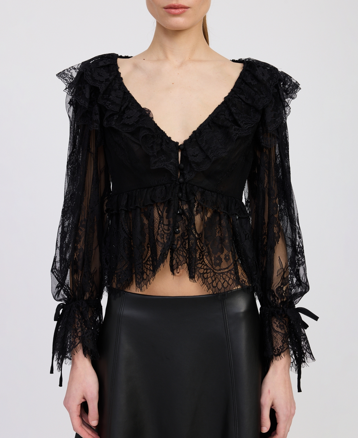 En Saison Women's Peregrine Lace Peplum Top
