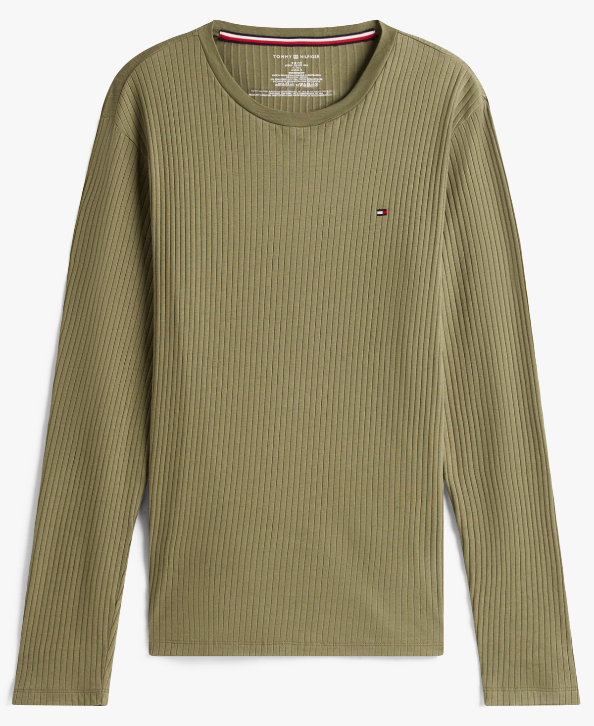 Tommy Hilfiger Men's Ribbed Long-sleeve Pajama Shirt In Green