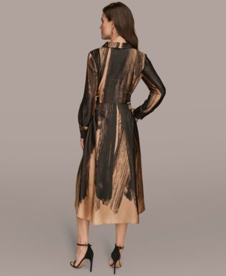 Women's Printed Long Sleeve Twist Waist Dress