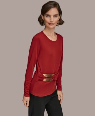 Women's Long Sleeve Double Bar Hardware Top