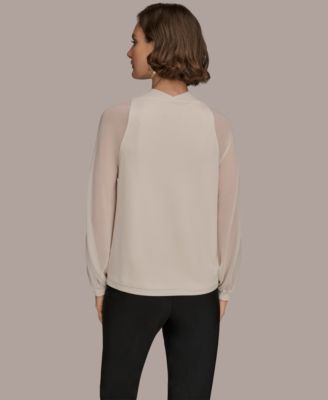 Women's Long Sleeve Mix Media Top