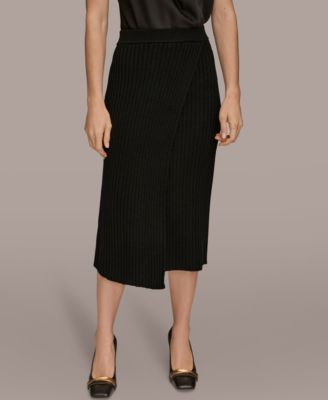 Women's Rib Knit Wrap Midi Skirt