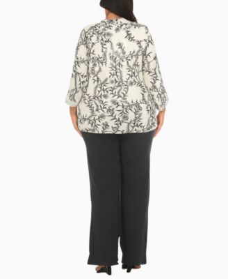 Plus Size Floral Print Tunic and Palazzo Pants Matching Set