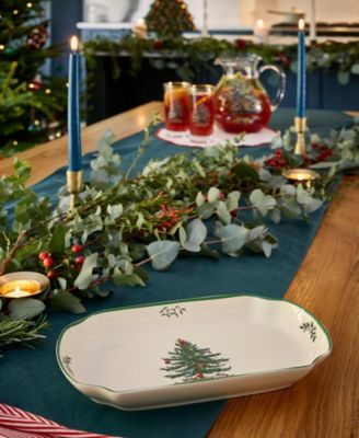 Christmas Tree Rectangular Scalloped Tray