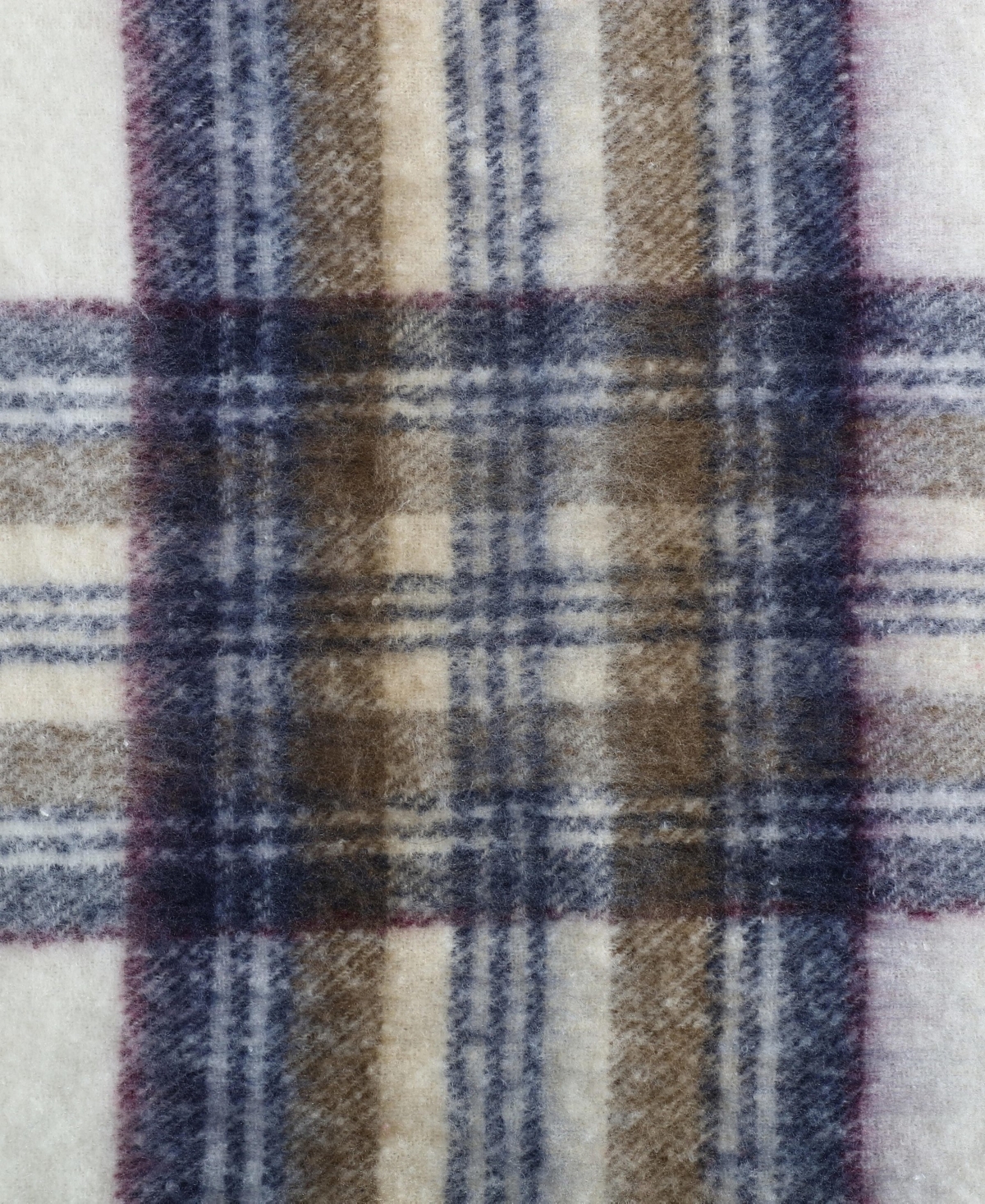 Eddie Bauer Plaid Faux Mohair Throw, 60" X 50" In Blue