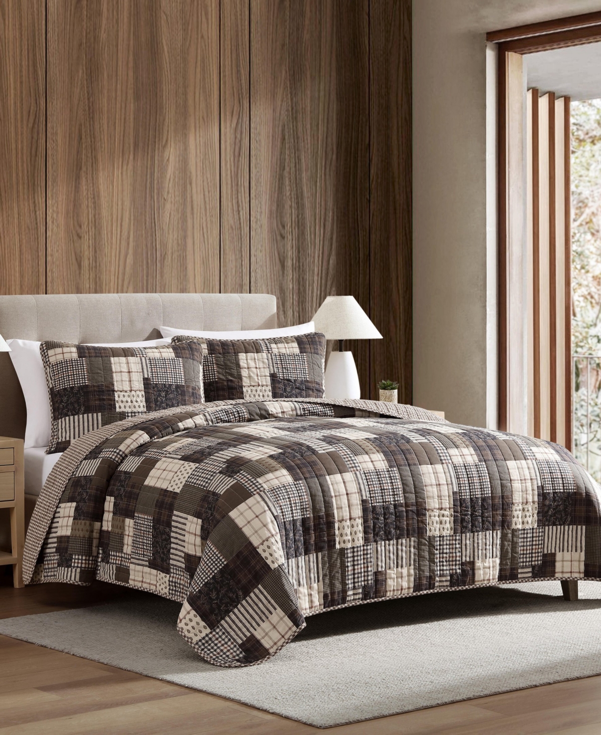 Eddie Bauer Antique Cotton Reversible -Pc. Quilt Set