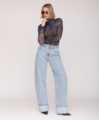 Women's Rolled Cuff Barrel Leg Jeans