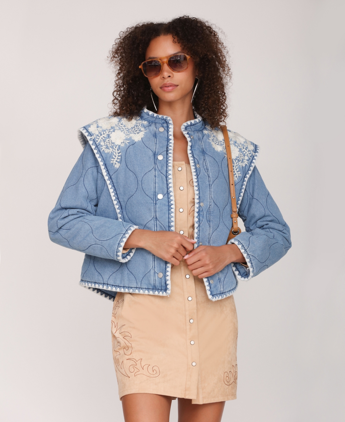 Avec Les Filles Women's Shoulder Flang Quilted Jacket In Blue
