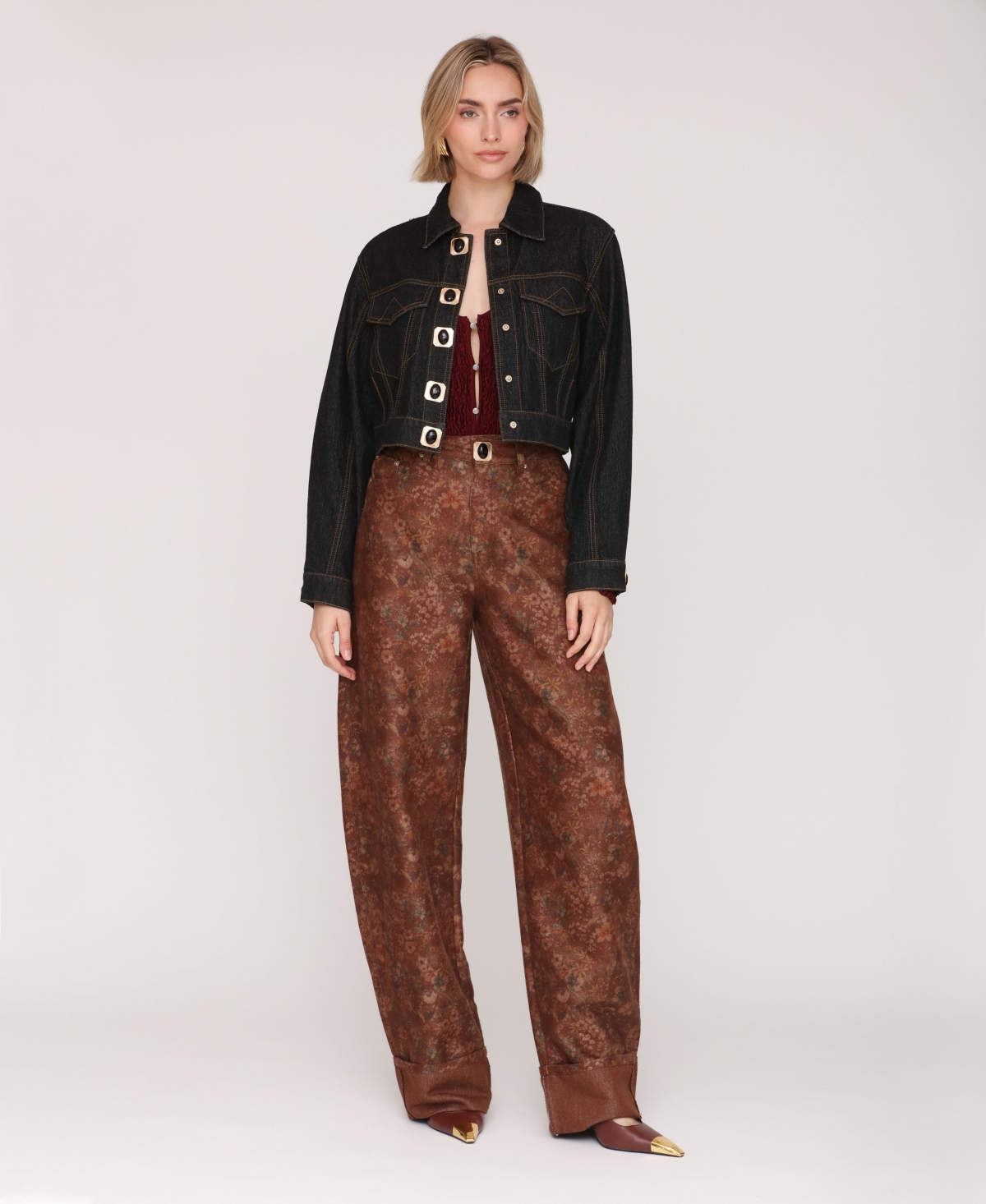 Avec Les Filles Women's Long Sleeve Trucker Jacket In Black