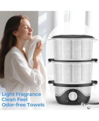 Large Capacity Hot Towel Warmer Towel Steamer with 2-Layer Baskets, 60-Min Timer, Auto Shut-Off