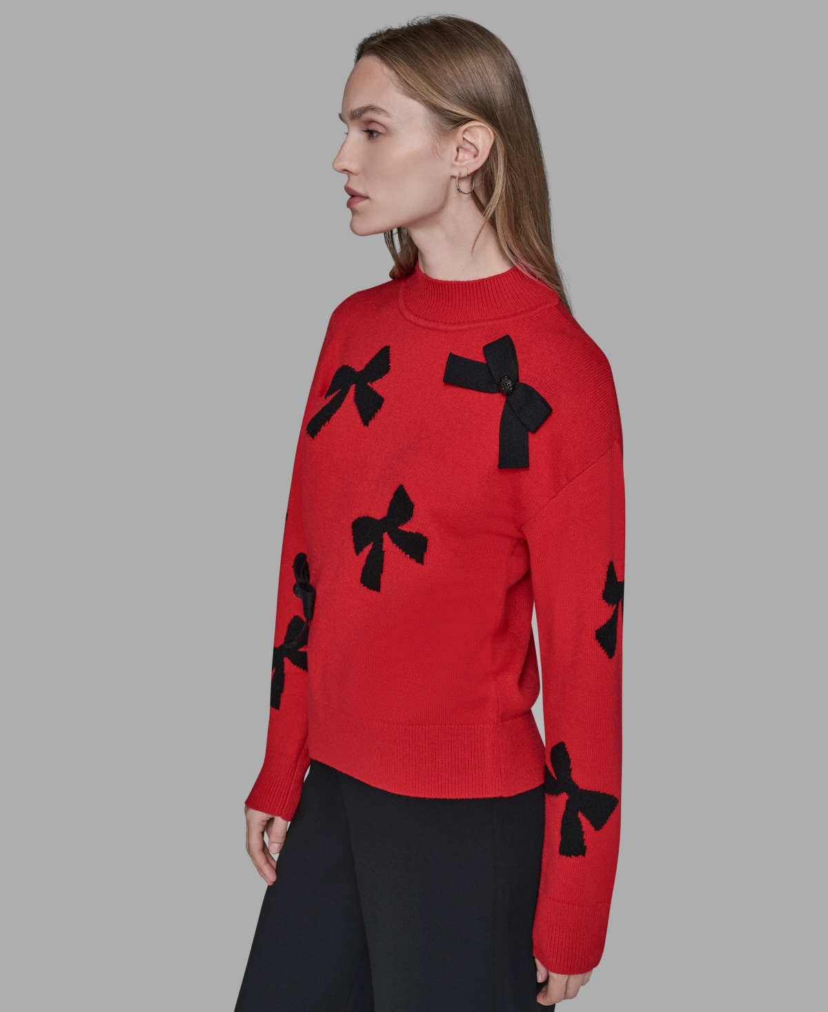 Karl Lagerfeld Women's All-over Bow Sweater In Red