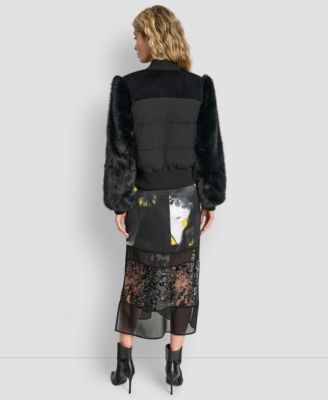 Women's Collared Zip-Front Cropped Bomber Jacket