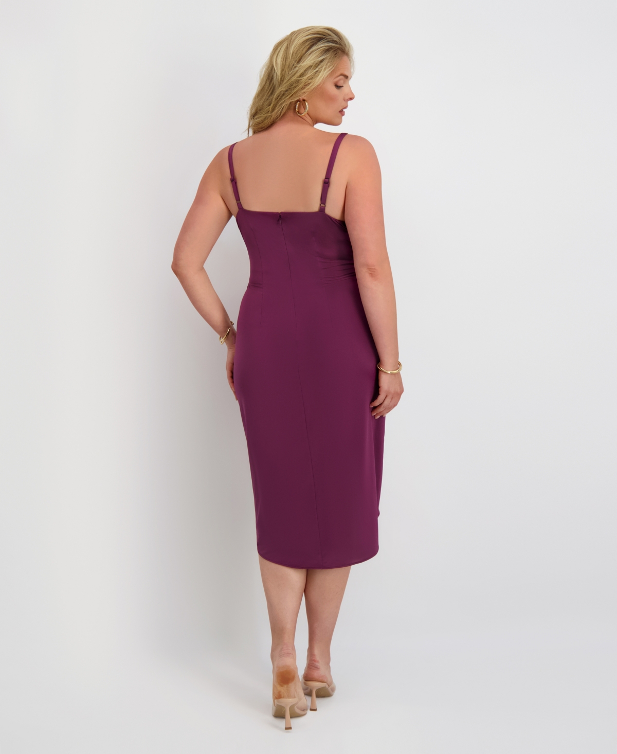Siena Plus Size Cowl Neck Slip Dress In Purple