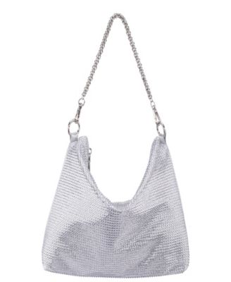 Crystal Embellished Zipper Hobo Bag