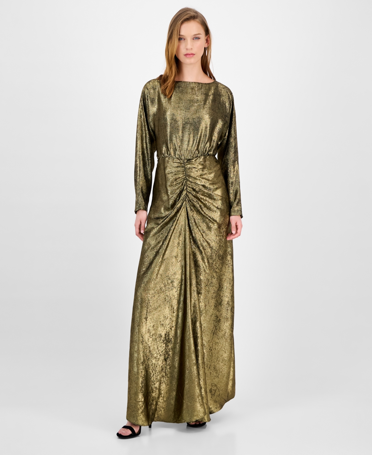 julia jordan Women's Metallic Satin Maxi Dress