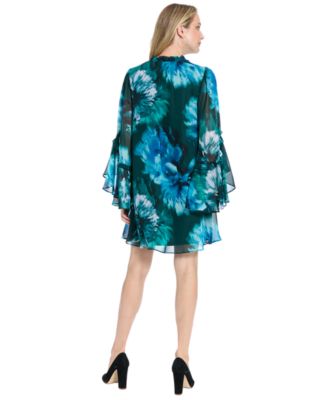 Petite V-Neck Printed Mini Dress