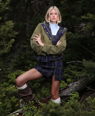 Women's Plaid Peplum Top