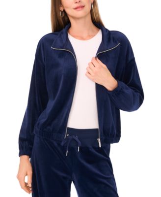 Women's Velour Zip-Front Mock Neck Jacket
