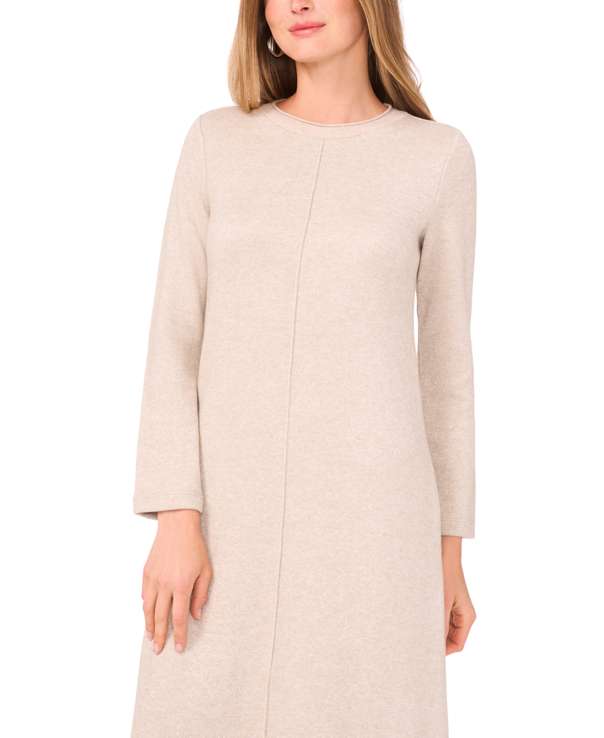 Vince Camuto Women's Rib Trim Neck Long Sleeve Midi Dress