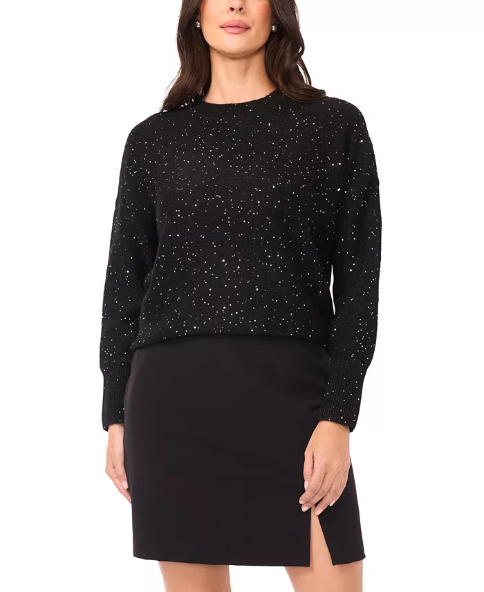Women's Crewneck Sequin Long-Sleeve Sweater