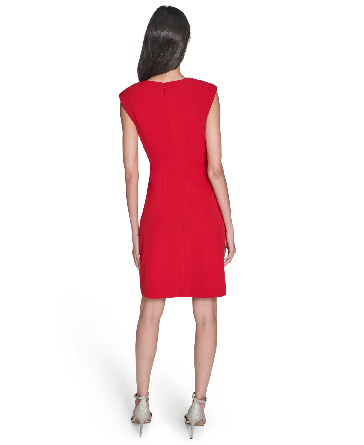 Eliza J Petite Bow Front Fit And Flare Dress In Red