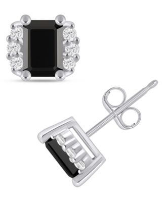Gemstone and Diamond 1/3" Stud Earrings in 10K White Gold (also in 10K Yellow Gold)