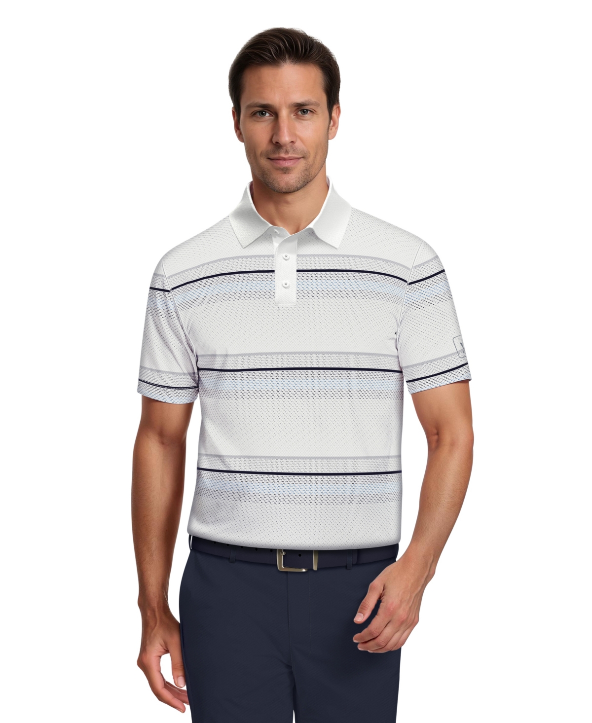 Pga Tour Men's All Over Energize Geo Stripe Polo Shirt