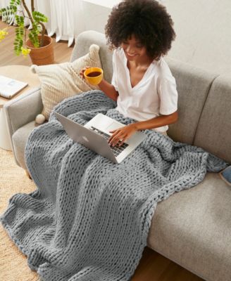 Chunky-Knit Handmade Throw, 50" x 60"