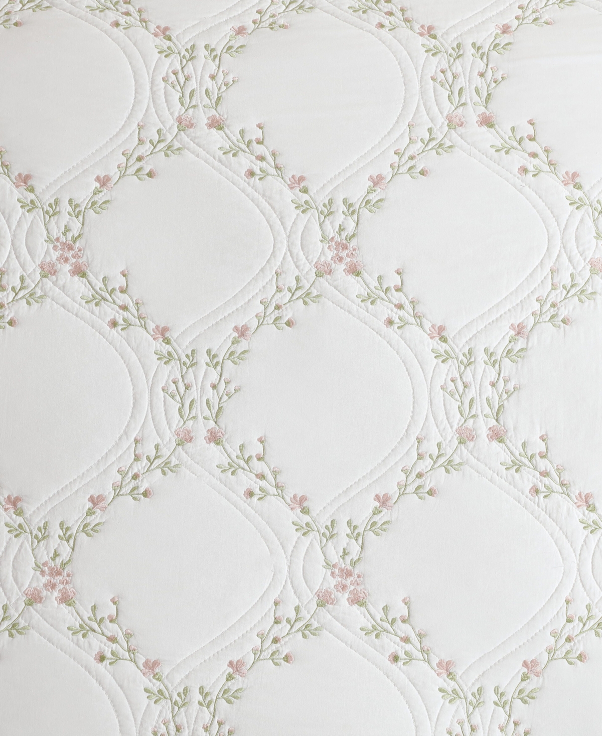Laura Ashley Floral Embroidery Cotton 2-pc. Quilt Set, Twin In White