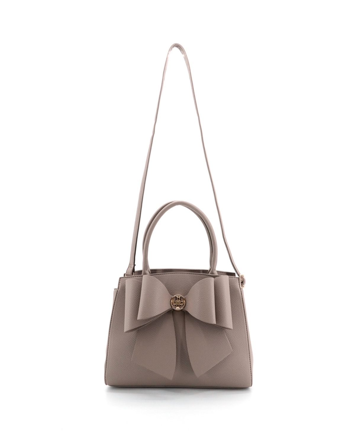 Like Dreams Park Double Bowtie Zipper Satchel Bag In Brown