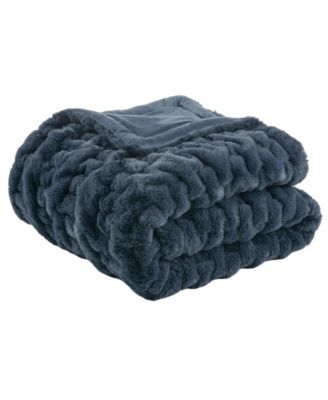Ruched Reversible Faux-Fur Throw, 50" x 60"