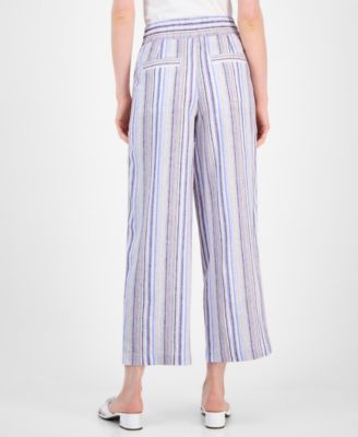 Women's Striped Drawstring-Waist Pants